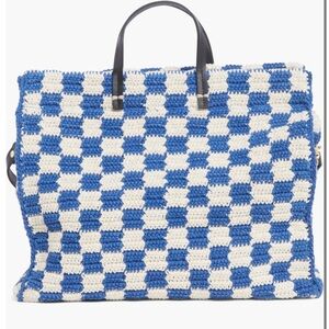 Clare V Blue and White Checkered Tote